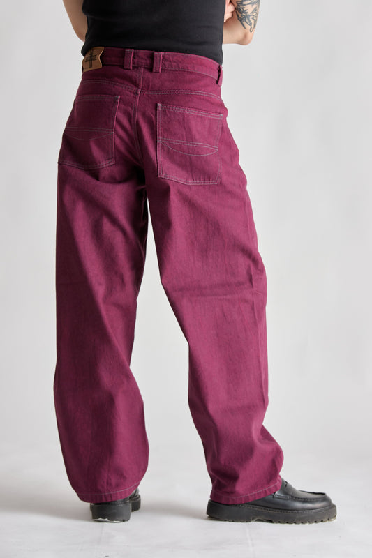 MAROON BAGGY JEANS