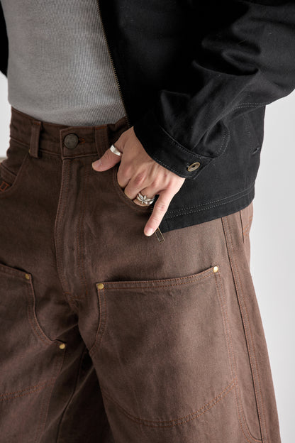 CHOCOLATE DOUBLE KNEE BAGGY JEANS