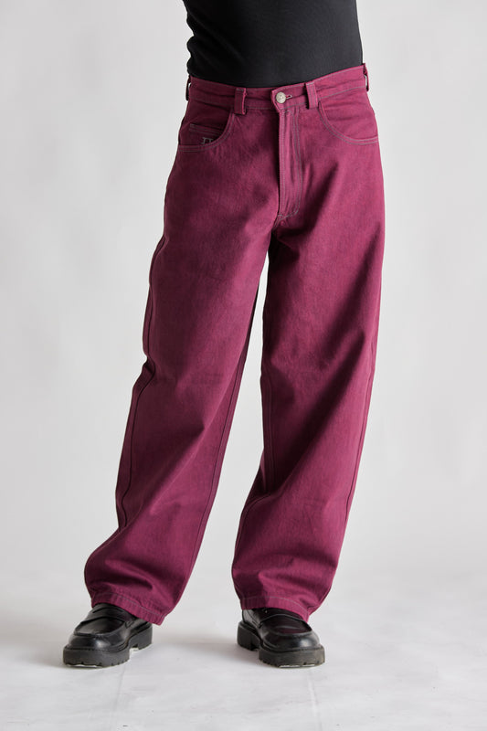 MAROON BAGGY JEANS