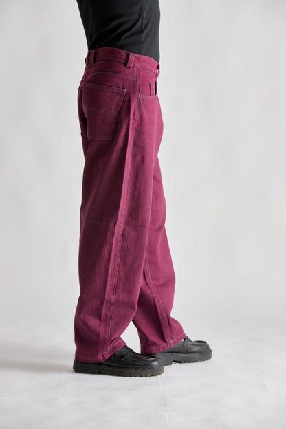 MAROON BAGGY JEANS